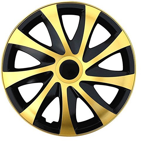 RADKAPPEN_KÖNIG (Größe wählbar) 16 Zoll Radkappen/Radzierblenden Draco Bicolor (Schwarz-Gold) passend für Fast alle PKW´s