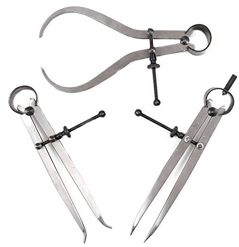 White Hinge 3 Piece 150mm Spring Caliper Set - Inside, Outside & Divide - Industrial Engineer Measuring Tools