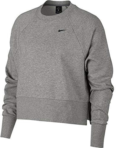 Nike Women Dri-Fit Long-Sleeve Training Top - Dark Grey Heather/Black, Large