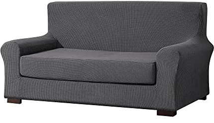 EBETA Sofahussen 2-Teilig Jacquard Sofaüberwurfe Sofaüberzug, Couchbezug Sofa Armlehnenbezüge Schonbezug Komplett, Sofaadeckung Sofabezug + Polsterbezug (Dunkelgrau, 145-185 cm)