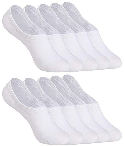YOUCHAN Sneaker Socken Damen Herren Füßlinge 10 Paar Footies Unsichtbare Kurze No Show Socken Großes Silikonpad Anti Rutsch_Weiß_35-38