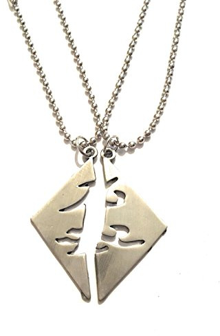 giulyscreations: Halskette aus Metall, nickelfrei, Parabatai in der Hälfte teilbar, 2 Halsketten, für Fans der Shadowhunters-Serie, Unisex, Zink, 45 cm, Silber