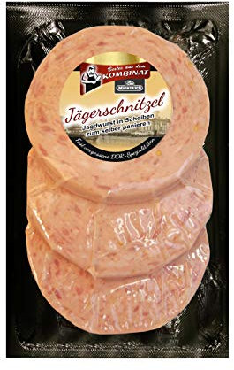 Jäger-Schnitzel frisch vom Metzgermeister | DDR Wurstspezialität zum Braten und als Wurst zum Grillen | Leckere Jagdwurst