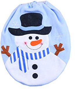 Amosfun WC-Deckelbezug Schneemann Muster WC Sitz Abdeckung für Weihnachten Badezimmer Dekoration Himmelblau