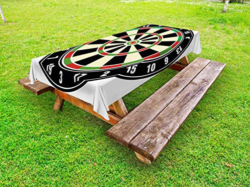 ABAKUHAUS Sport Outdoor-Tischdecke, Dart Board Lifestyle, dekorative waschbare Picknick-Tischdecke, 145 x 210 cm, Schwarz Grün