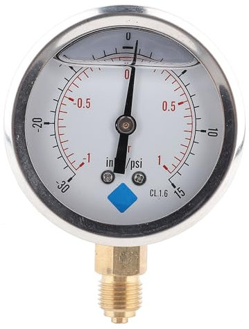 Walfront Manometro a Doppia Scala 1/4 BSP, Vacuometro Pompa Vuoto Strumento di misurazione Pressione