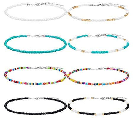 Bunte Kurze Halskette Aus Handgefertigten Perlen Für Frauen Und Mädchen Modischer Choker Schmuck Für Strand Und Urlaub 8 Stück