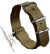 MZBUTIQ 23mm Khaki Nylon Strap Uhrenarmband Watch Belt für Herren Damen Polished Schnalle