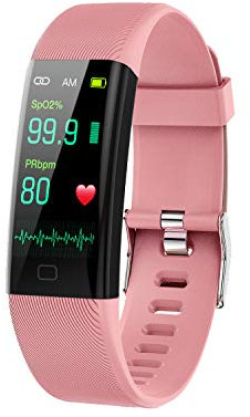 KuSONG Fitness Tracker, Smartwatch Orologio Activity Smart Band Tracciamento Sport Cardiofrequenzimetro da Polso Contapassi Sportivo Calorie Uomo Donna (Rosa)