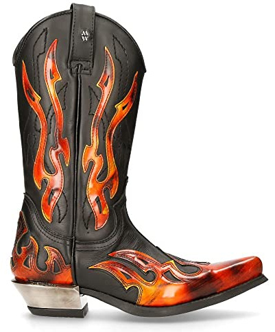 Stivali Texani Rossi & Neri Unisex Stile Casual Cowboy in Pelle