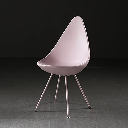 DUNAKE Schalenstuhl Kunststoff, Esszimmerstühl Beistellstühle Für Das Büro Lounge Chair Für Küche Restaurant Hotel Akzentstühle Bankett Cafe Mit Metallbeinen (Color : Pink)