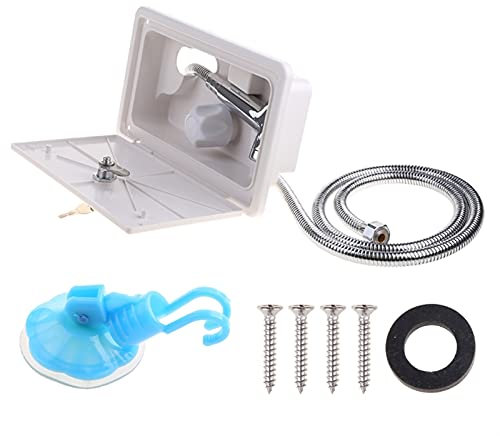 Generic Marine-Hardware RV. Duschkasten mit Schloss-Duschhahn-Duschhahn Dusche Schlauch Duschzauber für Boot (Color : White)
