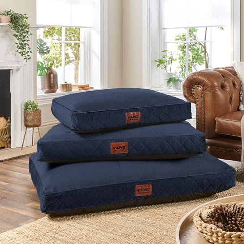 Slumberdown Luxury Padded Large Dog Bed (70 * 100 * 20cm) - Supportive, Cushioned & Washable Crate Mattress for Puppies, Dogs & Cats | Orthopedic, UK-Made, Non-Slip Base, Navy