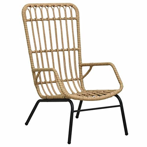 JUNZAI Gartenstuhl, Gartensessel, Campingstuhl, Terassenstühle, Gartenmöbel, Balkon Stühle, Balkonstuhl, Hochlehner, Stühle Für Draußen, Poly Rattan Hellbraun