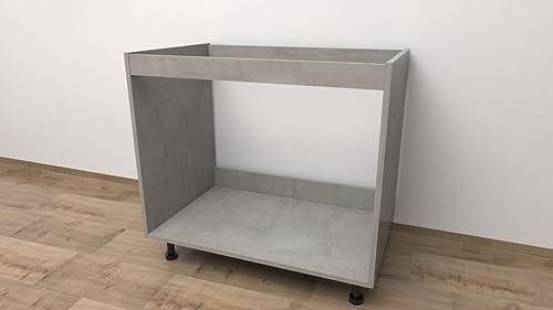 Alfredo Calandrelli Spültischunterschrank ohne Türen, Farbe Beton, Maße 90 x 55 x 72, Dicke 18 mm