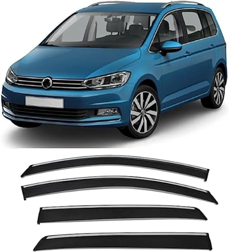 VIPOD 4 Stück Auto Seitenfenster Windabweiser Für Touran 2004-2015, Autofenster Regenabweiser Vorn Hinten Wasserdicht Langlebiger
