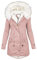 L9WEI Abrigo de invierno grueso y cálido para mujer, chaqueta de entretiempo con cremallera, cómoda parka de longitud media con capucha para excursiones de vacaciones y actividades de exterior, Rosa.,