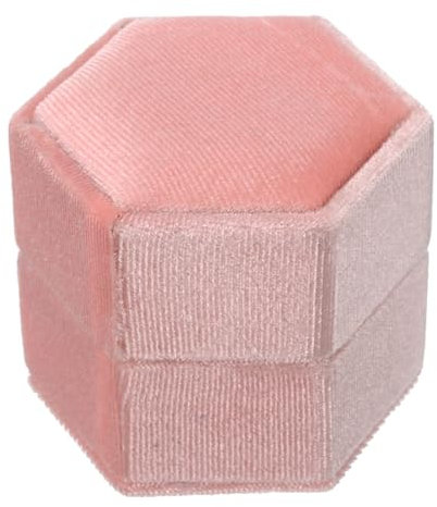 sourcing map Samt-Aufbewahrungsbox für Halsketten, Geschenk-Ringetuis, Schmuck-Präsentationsbox, Rosa, sechseckig, 6,6 x 5,6 x 5,6 cm, Cord