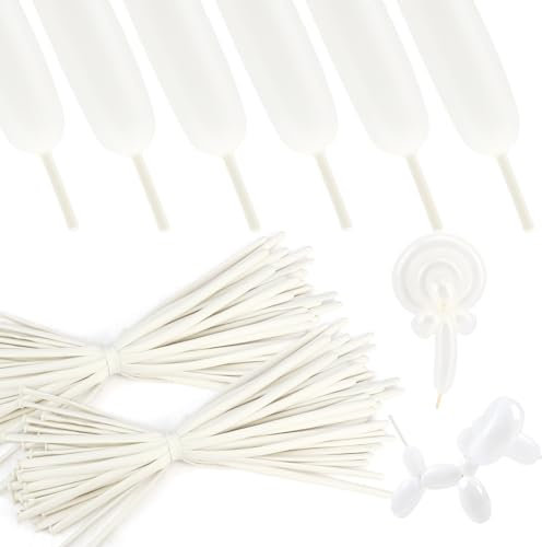 Palloncini Modellabili,Palloncini Lunghi Modellabili,Palloncini Lunghi,Palloncini Bianchi,100 Pezzi DIY Magici Palloncini per Feste, Compleanni, Matrimoni,Anniversari Decorazione,Laurea,Palloncini