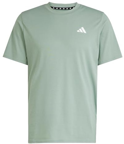 adidas Men's Train Essentials Feelready Training Tee, Silver Green/White, S