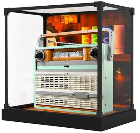 Le-go toy model acrylic display box, suitable for Le-go 10334 ret-ro radio assembly model transparent display box. (Model not included) (Background spray painting model(A))
