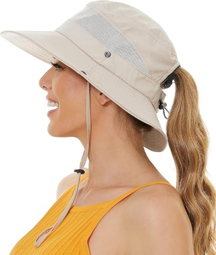 Charfia Sonnenhut Damen Herren Faltbar, Fischerhut Damen Herren Sommerhut Damen, Sonnenhüte für Damen Sonnenhut Hut Damen Sommer UV Schutz Safari Hut Anglerhut Wanderhut Damen