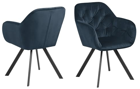 möbelando Armlehnstuhl >Lola< in Marineblau, Polyester, Stahl - 57,5x81,5x61,5cm (BxHxT)
