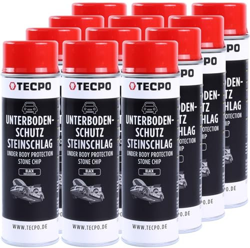 TECPO Unterbodenschutz Steinschlag überlackierbar schwarz, 500ml (12x 500ml)