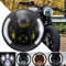 DREAMIZER 7 Zoll LED Motorrad Scheinwerfer E-geprüft mit weißem Tagfahrlicht Angel Eye Bernstein Blinker Kompatibel mit Harley Road King Street Glide Softail Electra Glide J-eep Wrangler JK TJ