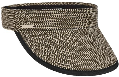Seeberger Vandalia Visor Strohvisor Sonnenvisor Damenvisor Damen - mit Schirm, Klettverschluss, Klettverschluss Sommer Frühling-Sommer - One Size Natur-schwarz