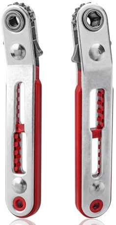 HaoTrade 2Pcs Screwdriver Angled Ratchet, Mini Ratchet Wrench Set, Reversible Ratchet Screwdriver Set, 1/4 Screwdrivers Bit Drive Ratchet Wrench for Home Gadget Machines and Other Devices, Flat&Elbow