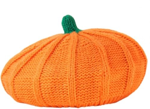 Glixoft Stricken Sie Kürbis-baskenmütze, Halloween-häkelmütze Im Französischen Stil, Wintermütze, Wärmende Mütze, Fotografie-Requisite Für Frauen Und Babys