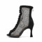 HROYL Scarpe da Ballo Donna Punta Aperta Stivali da Ballo Latino Salsa Bachata con Strass DS7180-Nero-8.5cm-S,EU 37