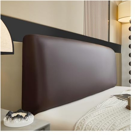 CZADMXP Bett Kopfteil Überzug Stretch Leder Kopfteilbezug Für Bett, Schutzhülle Bettkopfteil Schonbezug für Schlafzimmer Dekoration (Braun,180cm)