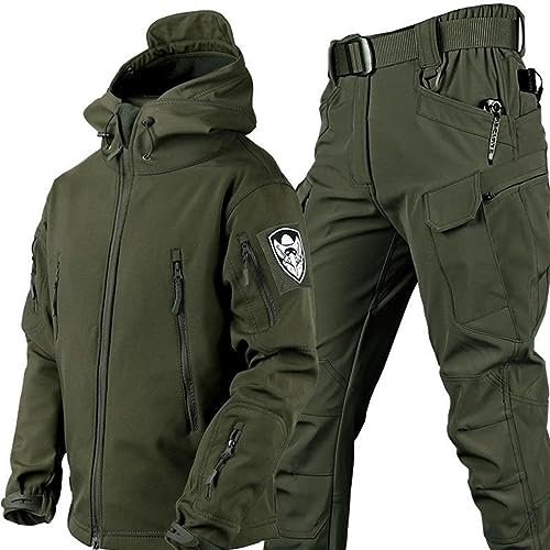 PRMTYUP MilitäRische Softshell-AnzüGe, Taktische Jacke Und Hose, Armee-Kampfanzug, Wasserdichtes Camouflage-Uniform-Set FüR MäNner, Jacke, Hose, Jagdbekleidung,04,M