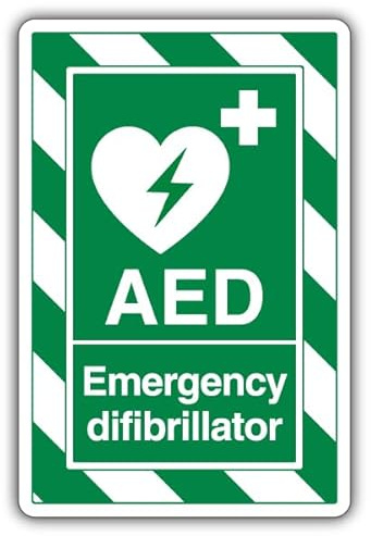V Safety AED Emergency Defibrillator ExtraViz Sicherheitsschild aus Aluminiumverbundstoff, 250 x 350 mm, 3 mm