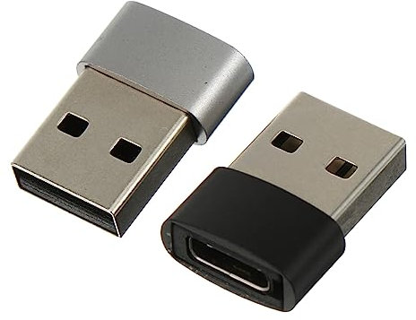 TINEASUR 2pcs USB 2.0A Male to Type-C Female Adapter Compact Aluminum Shell Convert USB 2.0A to Type-C Port for Phone Tablet Laptop Power Bank Desktop Computer