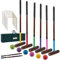 SpexDarxs Krocket-Set für 6 Spieler, Krocket-Set mit hochwertigen Holzschlägeln, farbige Bälle, Wickets, Heringe, Tragetasche, klassisches Familienspiel für den Außenbereich, Hinterhof, Rasen