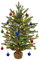 Uten 2ft/60cm Artificial Mini Christmas Tree, PE Tabletop Small Christmas Tree with 50 LED String Lights, 18 Decorative Balls, Burlap Base for Office Dinner Table Windowsill Desktop Xmas Decoration