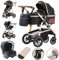 Gcarebb 3 in 1 Kinderwagen, Buggy Mit Auto Babyschale, Mit Höhenverstellbarer Kinderwagen Komplettset, KombiKinderwagen Mit Aluminiumrahmen für Neugeborene 0-4 Jahre