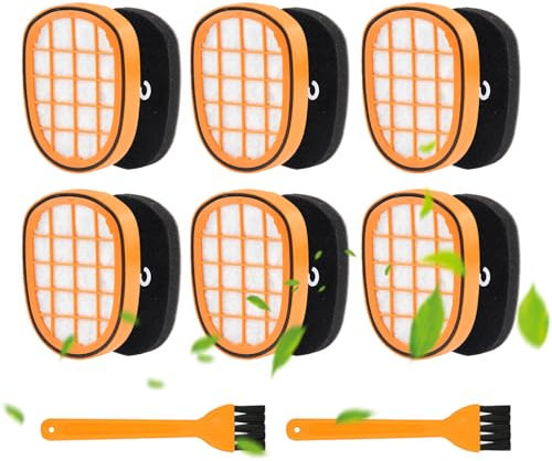 XIAQICA 6pz Filtro Philips Speedpro Max Compatibili con FC6822 FC6823 FC6827 FC6908D1 con 2 Spazzole per Accessori Filtro di Ricambio Filtro Aspirapolvere Philips 13,7x9,7x1,7 cm