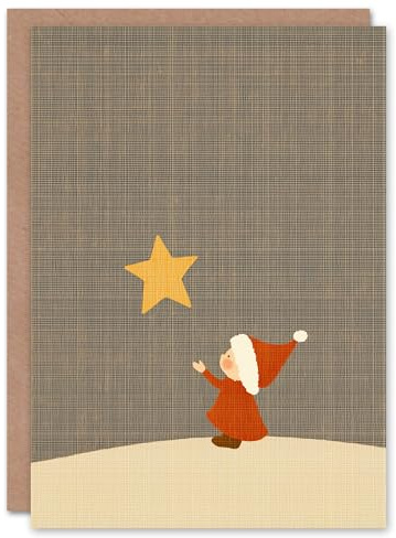 Wee Blue Coo Santa Workshop Elf Wishing On A Star Fun Xmas For Child Kids Christmas Card