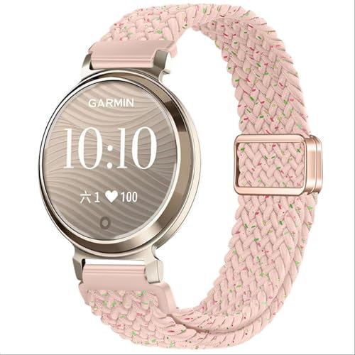 GIOPUEY Strap Compatible with Garmin Lily 2/Claasic/Active, Flexible Nylon Braided Strap, Unisex - Pink