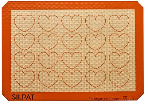 Silpat® Toile de Cuisson Coeur Silicone - Idéal pour Patisserie Précise, Spécial Macarons, Entremet - Réutilisable, Cuisson Uniforme, Antiadhésif - Fabrication Française, Qualité Professionnelle