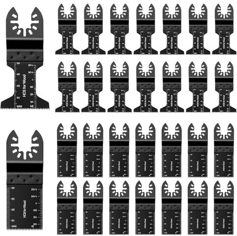 KINGARDEN 30Pcs Oscillating Saw Blades, Professional Universal Multitool Blades for Wood Plastics, Quick Release Multi Tool Kits Fit Milwaukee Makita Ryobi Bosch