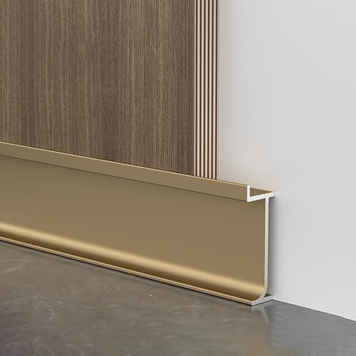 Raouoae Protecteurs d'angle pour Plinthes en Aluminium 125 Cm * 2 Pièces Baguettes De Finition pour Sols Et Murs Protection d'angle pour Une Finition Soignée Et Élégante(Gold,Height:3cm)