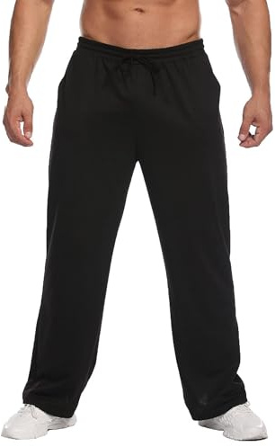 PINSPARK Pantalon De Jogging Long Homme en Coton Jambe Large Lounge NoirXXL