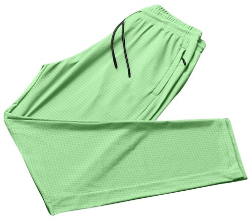 Topassion Eisseide Hose Herren Damen Stretch Schnell Trocknende Ice Seide Jogginghose Sommer Einfarbig Sporthose Unisex Atmungsaktive Freizeithose Leichte Herrenhose Hose Weitem Bein(Green,XXL)
