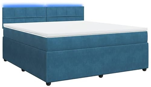 Eleganz Boxspringbett mit Matratze 180x200 cm Blau – Samtbezug für hohen Schlafkomfort, ideal für Schlafzimmer in modernen Wohnungen