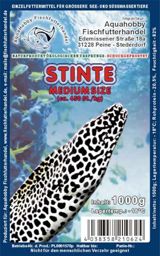 Gefrorene Stinte 5kg – Frostfutter für Raubfische, Reptilien, Katzen & Schildkröten – Fischfrostfutter lose geschüttet – Einzeln entnehmbar – Barf geeignet – Angelköder
